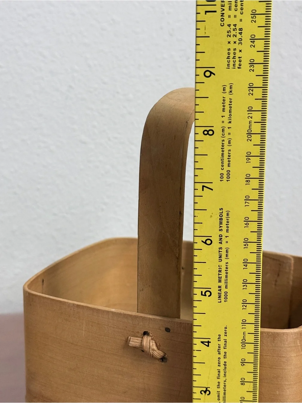 Vintage Bent Wood Basket with Sewing Spool Feet